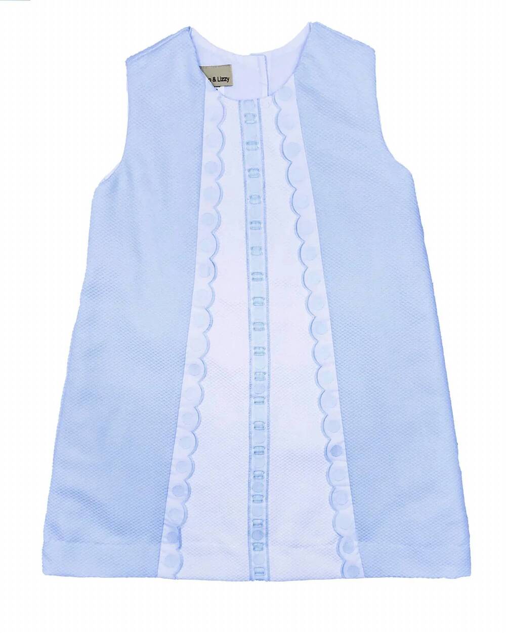 NEW MARCO & LIZZY girl's pique classic dress in blue/ white